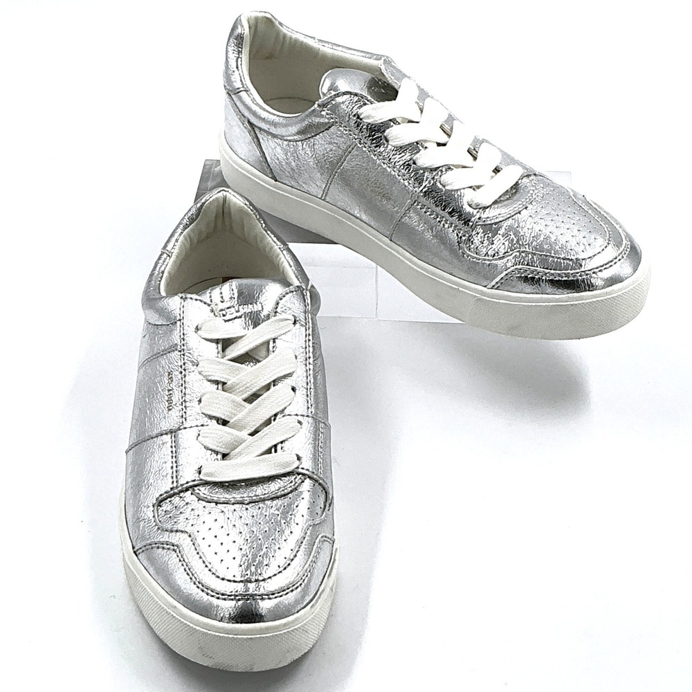 Sam Edelman Size 7 Silver Metallic Low Top Sneakers NEW Edie $129
